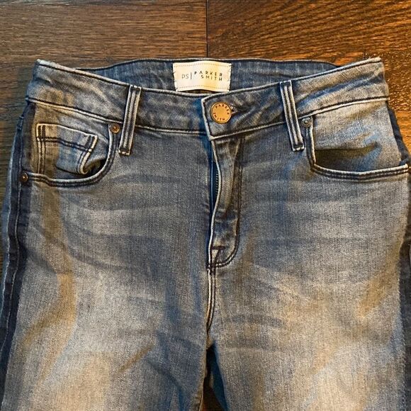 Parker Smith 28 Skinny Distressed Cropped Ankle Side Stripe Denim - Picture 2 of 7